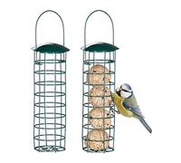 Relaxdays Support à Boules de Graisse pour Oiseaux Sauvages, lot 2, Suspendre, métal, H x D : 31 x 8,5 cm, Vert foncé