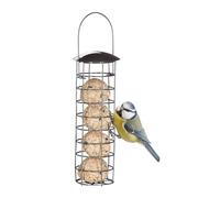 Relaxdays Support à Boules de Graisse pour Oiseaux Sauvages, Suspendre, avec Toit, H x D : 31 x 8,5 cm, Gris