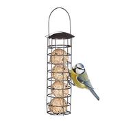 Relaxdays Support à Boules de Graisse pour Oiseaux Sauvages, Suspendre, Lot de 5, avec Toit, H x D : 31 x 8,5 cm, Gris