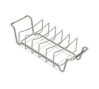 Relaxdays Support à côtelettes, Panier pour rôtis, 2 en 1, Multifonctionnel, Acier Carbone, soirée Barbecue, BBQ, argenté