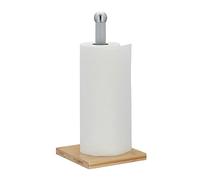 Relaxdays Support à essuie-tout, vertical, bambou & métal, nature - gris | pour la cuisine, HxLxP : 35 x 16 x 16 cm