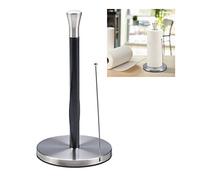 Relaxdays Support à essuie-tout, vertical, inox, pour la cuisine, distributeur, H x D : 33 x 17 cm, argenté - noir