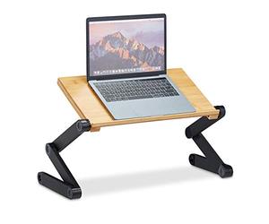 Relaxdays Support à Ordinateur Portable en Aluminium et Bambou, 15 Pouces, Tablette, Hauteur réglable, 47,5 x 60 x 26 cm