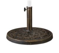 Relaxdays Support à parasol, pour des barres de 38-50 mm, résistant aux intempéries, Ø49,5cm, jardin, aspect fonte, brun