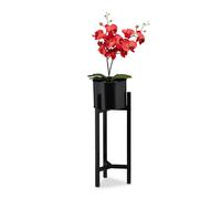 Relaxdays Support pour Pot à Fleurs, présentoir à Plantes incluant Un récipient, HxD 60 x 21,5 cm, Noir