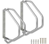 Relaxdays Support Mural pour vélo, Lot de 2, Acier Robuste, râtelier Garage, pivotant à 180°, Porte-vélo, argenté