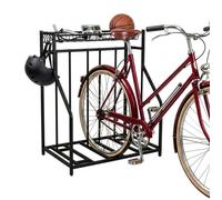 Relaxdays Support à vélos au sol pour 3 vélos acier panier 6 crochets 103 5 x 91 x 55 cm noir ajustable
