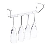 Relaxdays Support à verres à vin pour 4 verres, apparence en acier inoxydable, support de bar, suspendu, 33,5 cm, argent