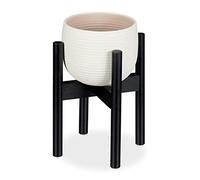 Relaxdays support bambou, réglage individuel, pour pots de fleurs jusqu’à 32 cm, H: 35,5 cm, noir, 1 élément