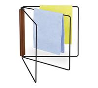 Relaxdays Support Chiffon, 3 Barres, Pliable, métal et Bois, H x L : 25 x 27 cm, pour la Cuisine, Noir et Marron