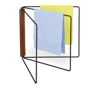 Relaxdays Support Chiffon, 3 Barres, Pliable, métal et Bois, H x L : 25 x 27 cm, pour la Cuisine, Noir et Marron