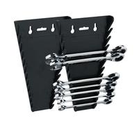 Relaxdays Support pour clés Plates, Lot de 2, magnétique, 12 emplacements, Porte-Outils, clé Fourche 6-24 mm, ABS, Noir