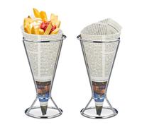 Relaxdays Support cornet de frites lot de 2 inox