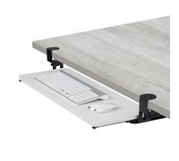 Relaxdays Support Coulissant pour Clavier et Souris, Design Moderne, Montage sans perçage, Plateau 65 x 34 cm, Blanc