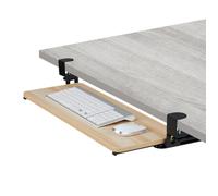 Relaxdays Support Coulissant pour Clavier et Souris, Design Moderne, Montage sans perçage, Plateau 65 x 34 cm, Nature