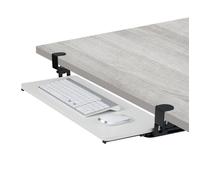Relaxdays Support Coulissant pour Clavier et Souris, Design Moderne, Montage sans perçage, Plateau 65 x 34 cm, Blanc