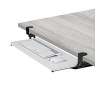 Relaxdays Support Coulissant pour Clavier et Souris, Design Moderne, Montage sans perçage, Plateau 65 x 34 cm, Blanc