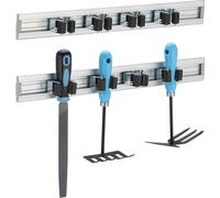 Relaxdays Porte-Outils Mural, Lot de 2, accroche-Balai, Outils de Jardin, Rangement Garage, Pinces, Aluminium, argenté