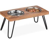 relaxdays Support de gamelle en bois d'acacia XL