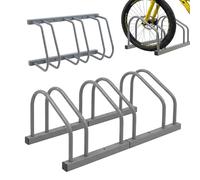 Relaxdays Support de vélo au sol et au mur, 3 roues, jusqu'à 65 mm de largeur de pneu, garage et cour, parking en rangée, acier, argenté