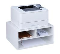 Relaxdays Support d'imprimante, pour Le Bureau, 3 Compartiments, H x L x P : 22,5 x 47 x 40 cm, Blanc