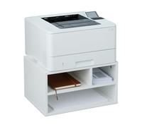 Relaxdays Support d'imprimante, 3 Compartiments Pratiques, H x L x P : 22,5 x 40 x 30 cm, pour Le Bureau, Blanc