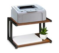 Relaxdays Support d'imprimante, Organiseur de Bureau, H x L x P : 28 x 44 x 28 cm, Design Industriel, Marron foncé/Noir