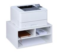 Relaxdays Support d'imprimante, pour Le Bureau, 3 Compartiments, H x L x P : 22,5 x 47 x 40 cm, Blanc