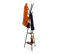 Relaxdays Support Garde Robe Industriel;HlP 181.5 x 50 x 43 cm, Porte Manteau avec 2 Supports, métal et MDF, Noir/Brun
