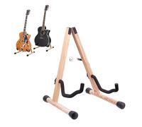 Relaxdays Support guitare pliable pour acoustique, basse et électrique, bois frêne, HxLxP 39x29x31 cm, brun clair