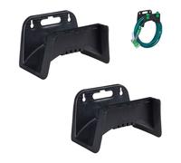 Relaxdays Support Mural pour Tuyau, Lot de 2, Plastique, Suspension Tuyau d’arrosage de Jardin, HLP 15x24x17cm, Noir