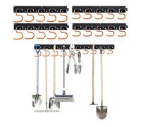 Relaxdays Support mural pour outils de jardin, 20 crochets, 4 barres, H x L x P : 5x43x2 cm, noir/orange