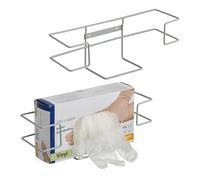 Relaxdays Support Mural pour Votre Boite à Gants jetables, Lot de 2, Fer, H x L x P : 9,5 x 28 x 9,5 cm, Gris
