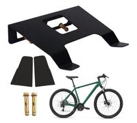 Relaxdays Support mural vélo, noir | 3-en-1, tablette, crochets, jusqu'à 30 kg, 9,5 x 35 x 30,5 cm, acier/bois