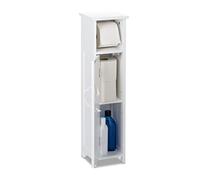 Relaxdays Support Non Fixe pour Papier Toilette, Salle de Bain, HxLxP: 71x18x20 cm, poignée en Coton, étroit, Blanc