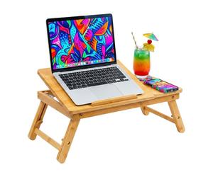 Relaxdays Support ordinateur bambou design arbre