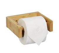 Relaxdays Support Papier Toilette en Bambou, pour Salle de Bains & WC, Mural, Autocollant, HxLxP: 5x16x13 cm, Nature