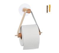Relaxdays Support Papier Toilette en Bois, Salle de Bain & WC, Mural, Autocollant, HxLxP: 18x18x8 cm, Moderne, Nature