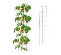Relaxdays Support pour Plantes grimpantes, Lot de 2, Jardin et Balcon, 150 cm, 5 Anneaux, Fer et Plastique, Vert