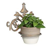 relaxdays Support Pot de Fleurs Baroque, Fonte, décoration, Porte Plantes Mural extérieur, Ø 13,5 cm, Gris-doré, Multicolore
