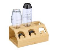 Relaxdays Support pour 3 Bouteilles telles Que Les SodaStream, en Bambou Robuste, Plateau Amovible, Nature