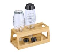 Relaxdays Support pour 3 Bouteilles telles Que Les SodaStream, Plateau Amovible, en Bambou Robuste, Nature