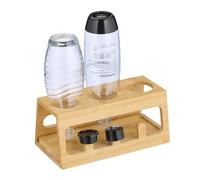 Relaxdays Support pour 3 Bouteilles telles Que Les SodaStream, Plateau Amovible, en Bambou Robuste, Nature