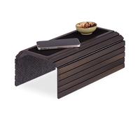 Relaxdays Support pour accoudoir, Bambou, Tablette pour canapé ou Fauteuil, L x P : 42 x 34 cm, Repose-Boissons, Marron