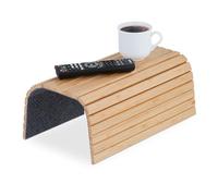 Relaxdays Support pour accoudoir, Bambou, Tablette pour canapé ou Fauteuil, L x P : 42 x 34 cm, Repose-Boissons, Nature