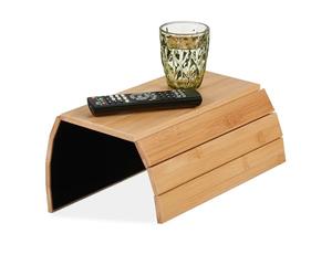 Relaxdays Support pour accoudoir, Bambou, Tablette pour canapé ou Fauteuil, LxP: 43,5 x 33 cm, Repose-Boissons, Nature