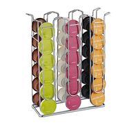 Relaxdays Support pour Capsules, 36 dosettes, Rangement en métal, H x L x P : 32,5 x 26,5 x 9,5 cm, argenté