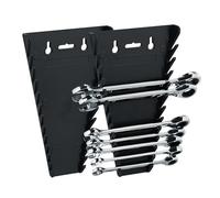 Relaxdays Support pour clés Plates, Lot de 2, magnétique, 12 emplacements, Porte-Outils, clé Fourche 6-24 mm, ABS, Noir