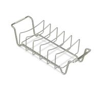 Relaxdays Support à côtelettes, Panier pour rôtis, 2 en 1, Multifonctionnel, Acier Carbone, soirée Barbecue, BBQ, argenté