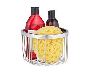 Relaxdays Support pour douche, acier inoxydable, mural, HxLxP: 11,5x16x16, pour shampoing, gel douche et savon, argenté